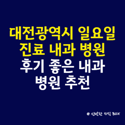 대전광역시 일요일 진료 내과 병원, 후기 좋은 내과 병원 추천