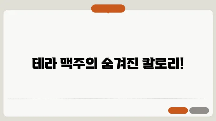 테라 맥주 칼로리