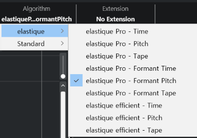 타임 스트레치(Time-Stretching) 및 피치 변환(Pitch-Shifting) 알고리즘, élastique, MPEX, Standard 알고리즘