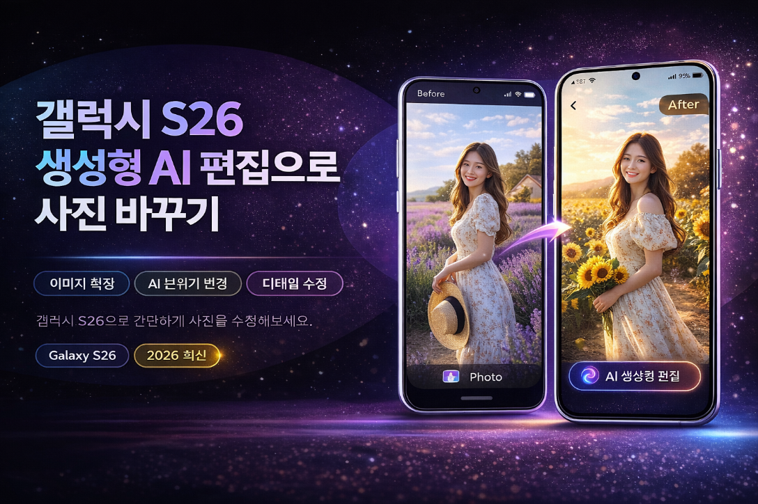 갤럭시 S26 생성형 AI 편집으로 사진 바꾸는 방법 설명 이미지