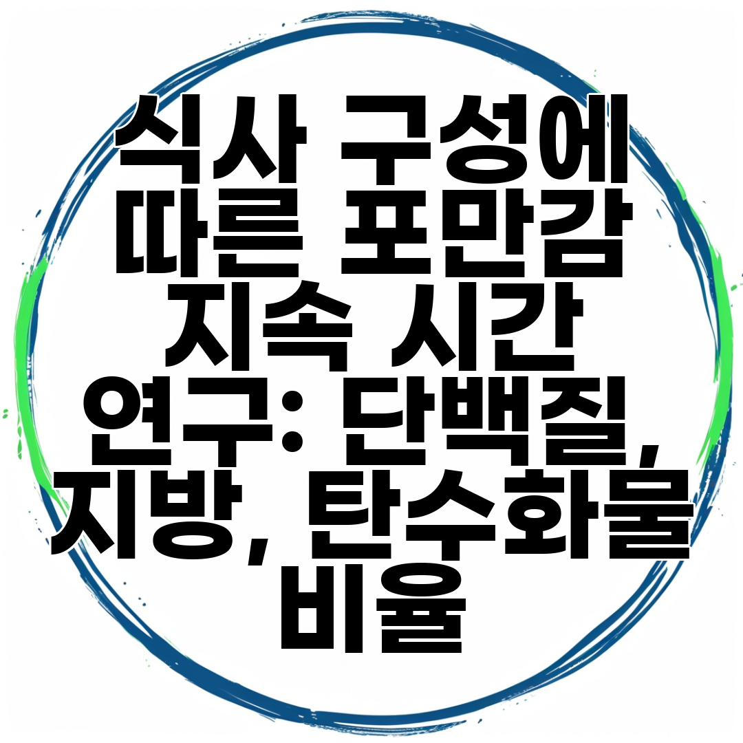 식사 구성에 따른 포만감 지속 시간 연구 단백질, 지방, 탄수화물 비율