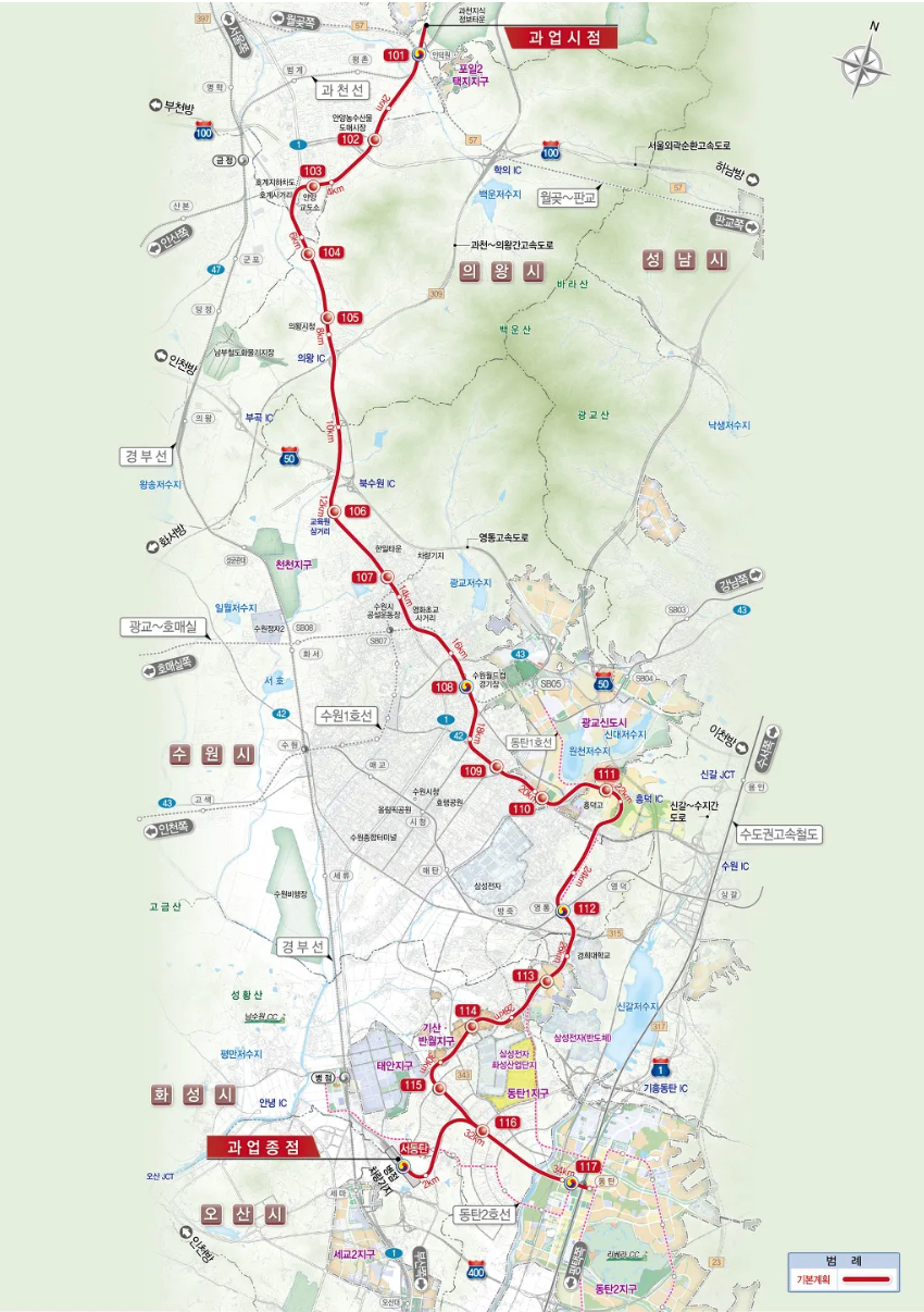 동탄인덕원선_노선도