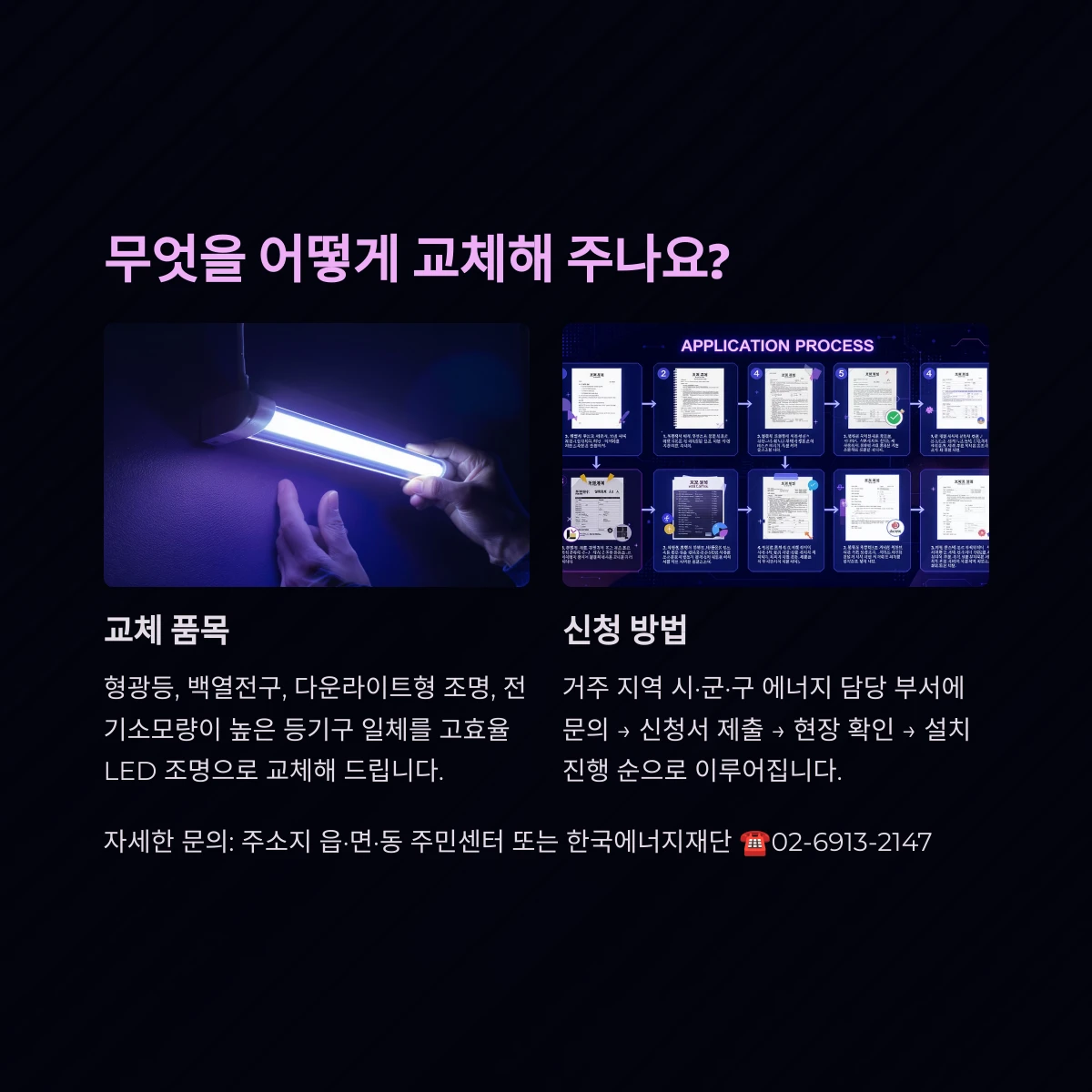 고효율 조명기기 LED 무상교체 지원 내용 및 교체 품목