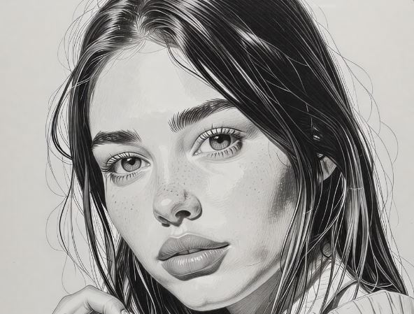 연필 여성 그림