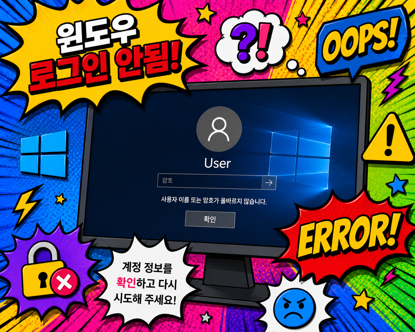 윈도우 로그인 안됨 해결방법 총정리 비밀번호 오류&middot;PIN 로그인 안됨&middot;계정 잠김 원인