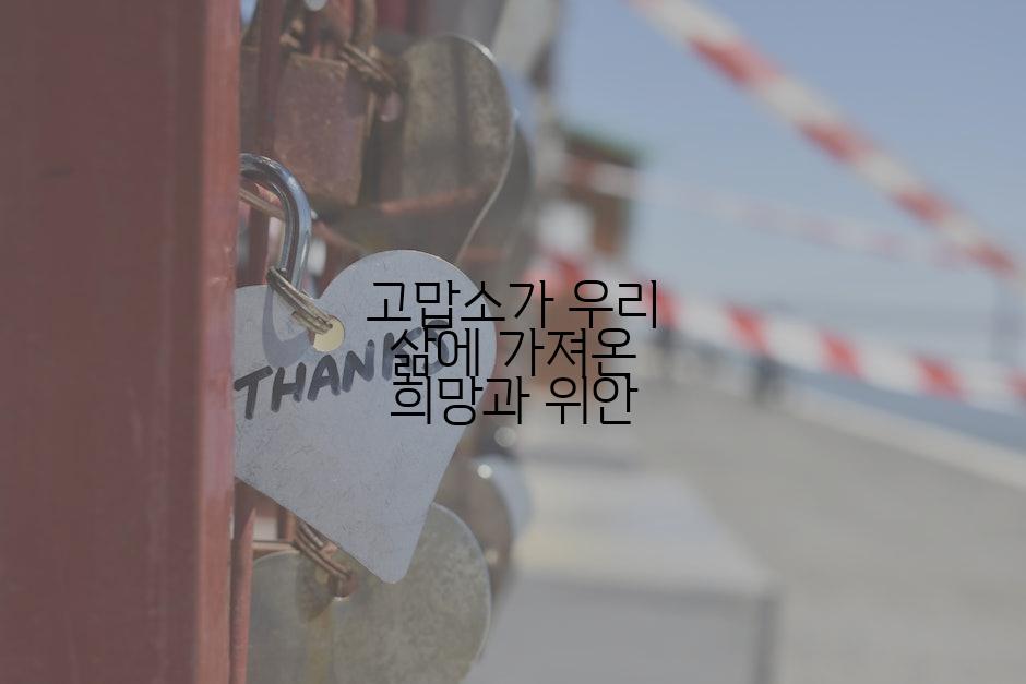 고맙소가 우리 삶에 가져온 희망과 위안