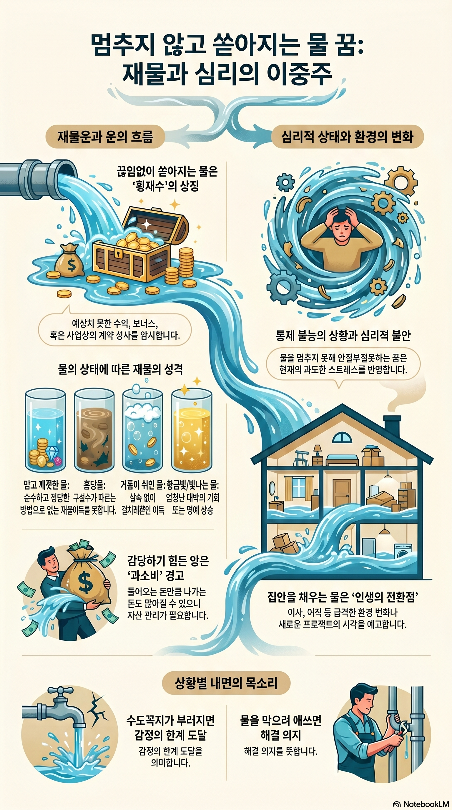 세면대 물이 멈추지 않는 꿈