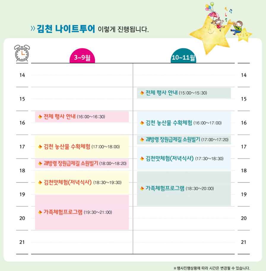 김천나이트투어일정