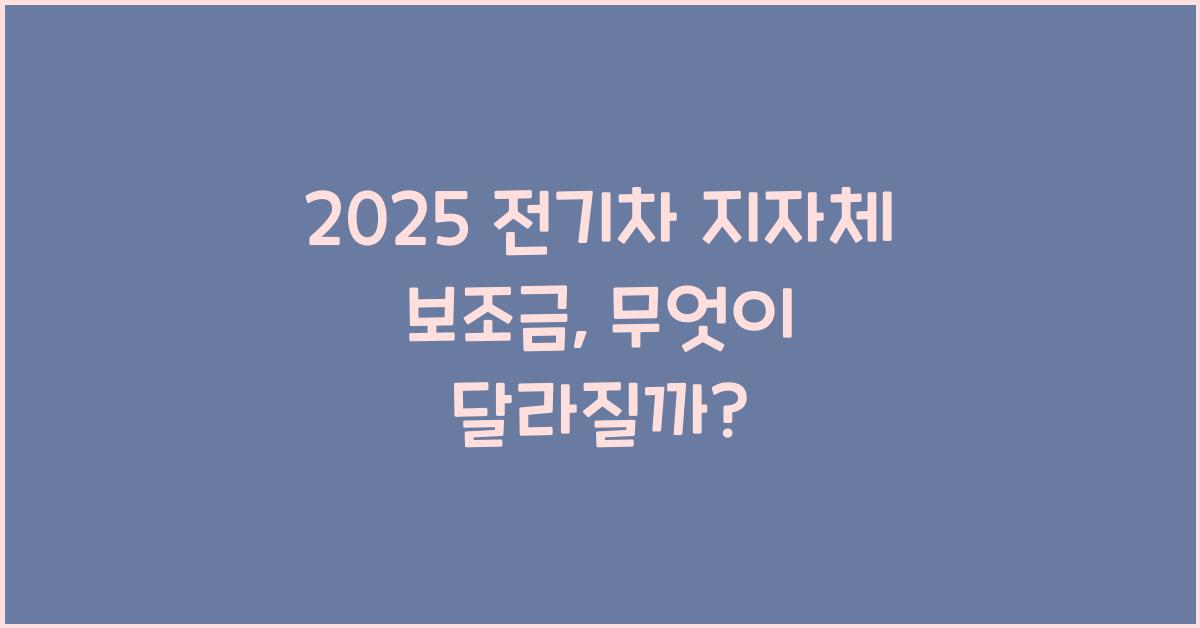 2025 전기차 지자체 보조금