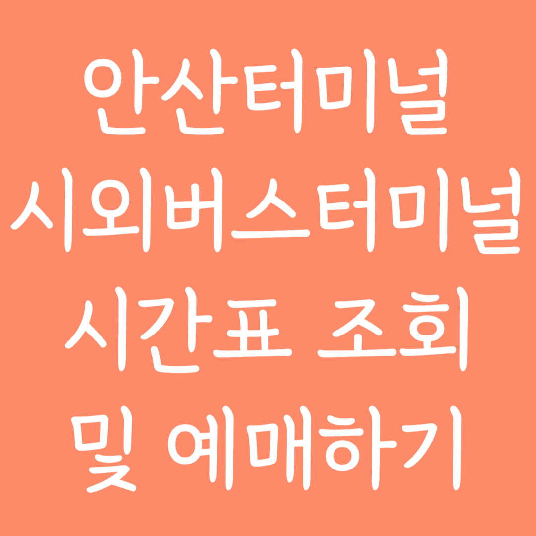 안산터미널 시외버스터미널 시간표조회 및 예매하기