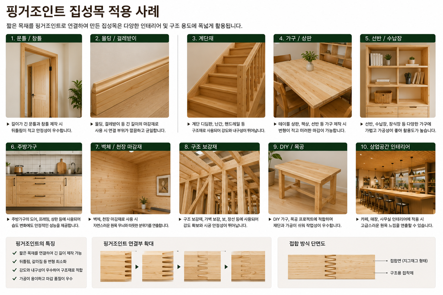 핑거조인트 집성목 적용 사례