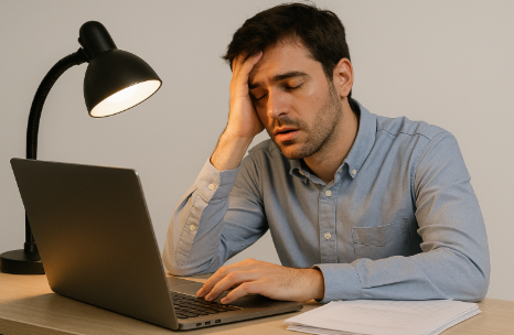 야근으로 피곤한 사람의 이미지