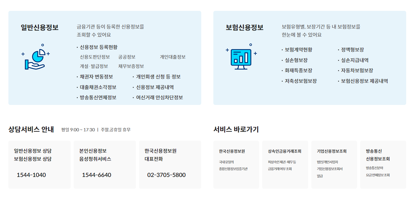 신용정보원-홈페이지