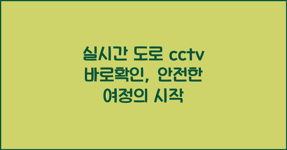 실시간 도로 cctv 바로확인