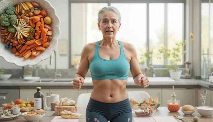 &ldquo;운동 + 식사 = 중장년 활력 공식&rdquo; 요약 이미지