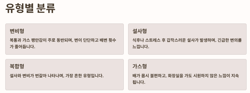 과민성대장증후군 원인(유형),증상,예방과 관리