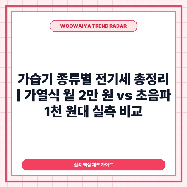 가습기 종류별 전기세, 가열식과 초음파 실측 비교 및 누진세 구간별 비용