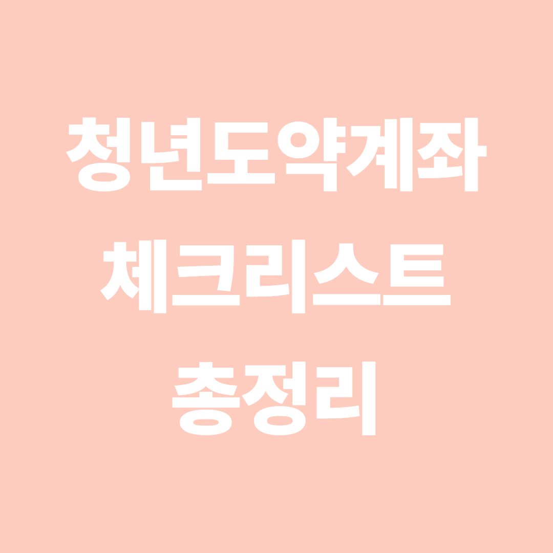 청년도약계좌 쳬크리스트 총정리