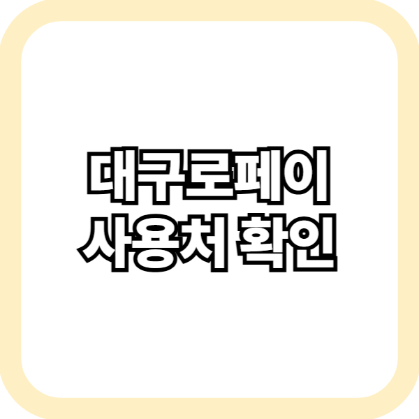 대구로페이 사용처 확인