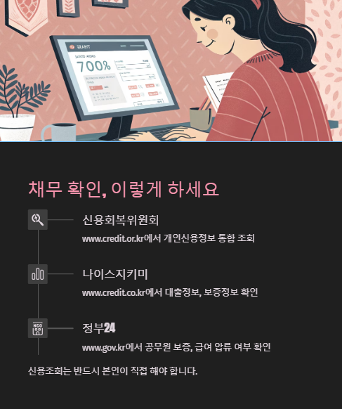 채무 확인 이렇게 하세요