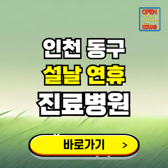 인천 동구 설날 연휴 진료병원 찾기 ❘ 24시 응급 야간 심야 문여는 병원