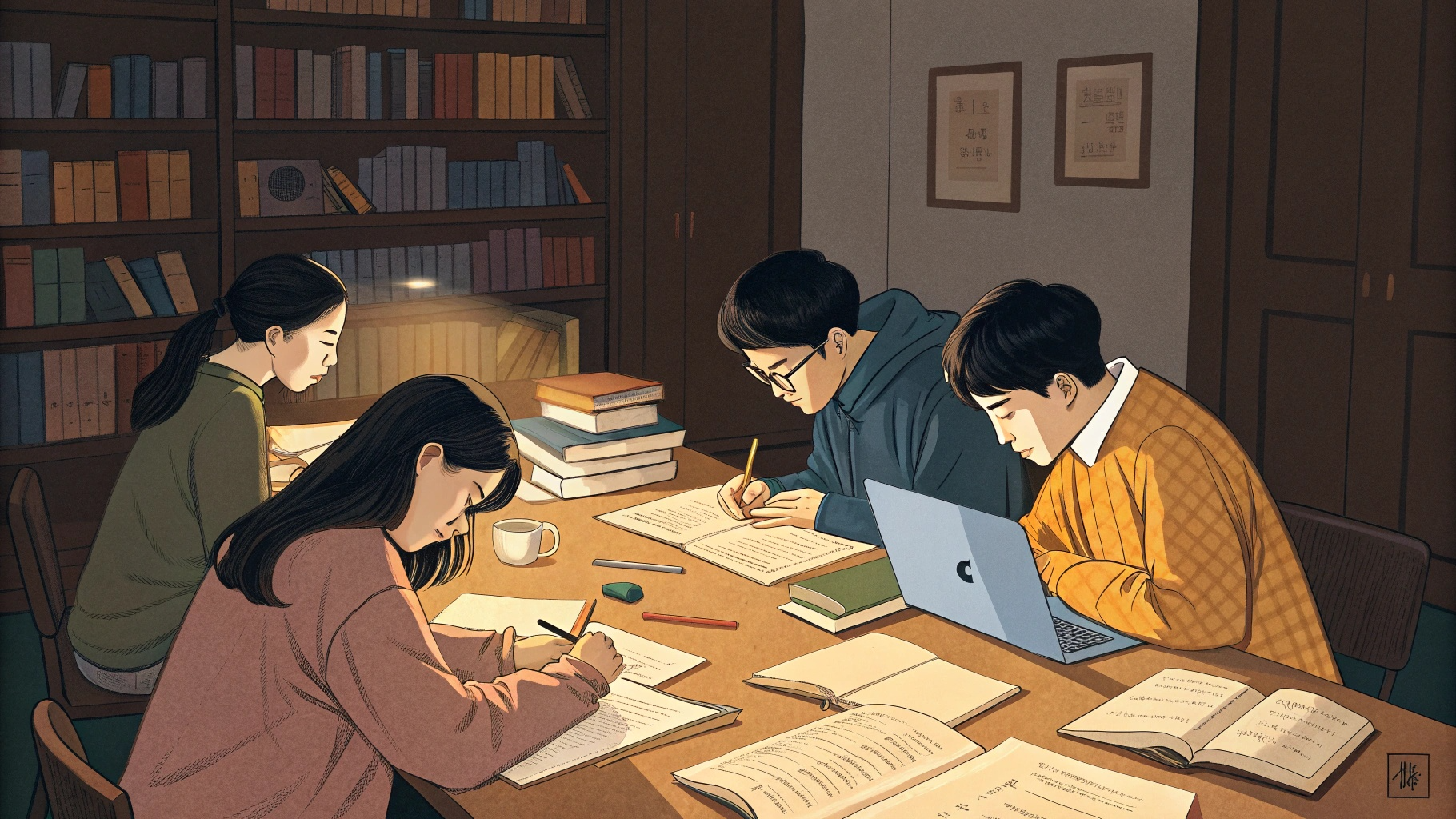 공무원 기출문제를 활용한 고득점 학습법 연구하는 남녀들