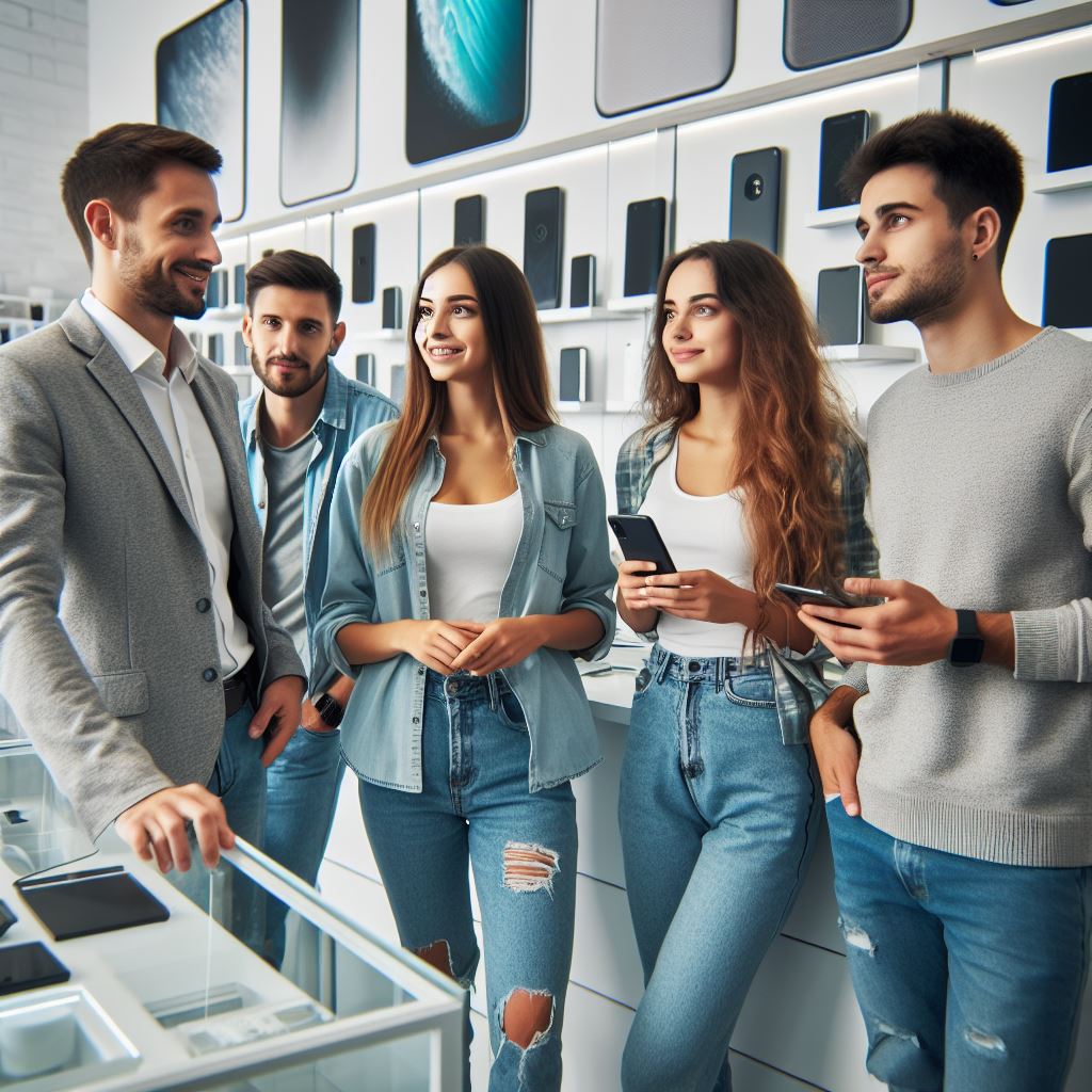 휴대폰-매장에서-폰을-고르는-사람들