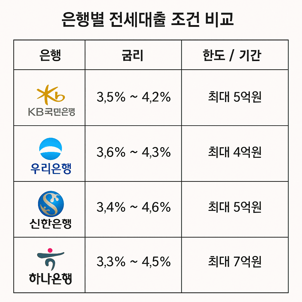 전세대출 가능한 은행별 비교 (신혼부부 vs 청년 vs 일반)