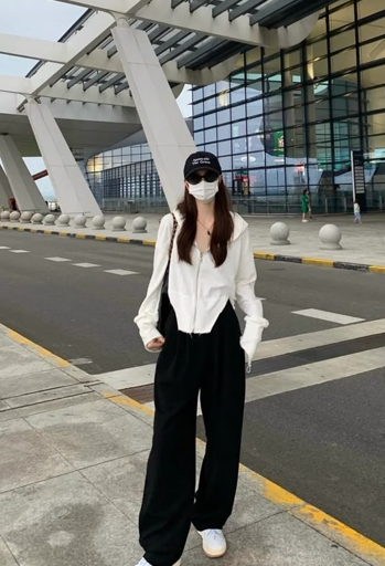 공항룩 와이드 팬츠