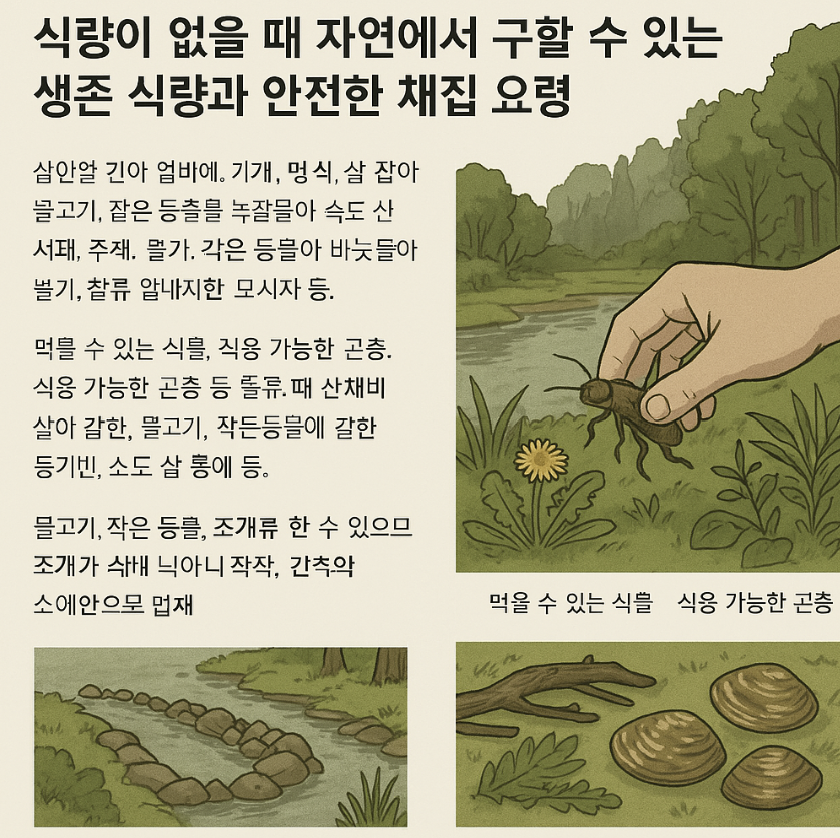 자연에서 식량 채집하는 사람