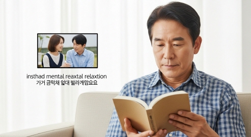 중년 남성이 드라마 대신 독서를 하는 모습