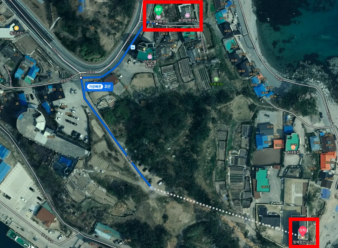 송대말펜션-송대말등대-위성-지도