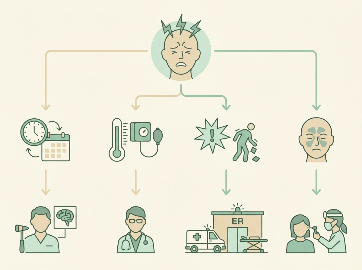 두통 진료과 선택 흐름도 일러스트