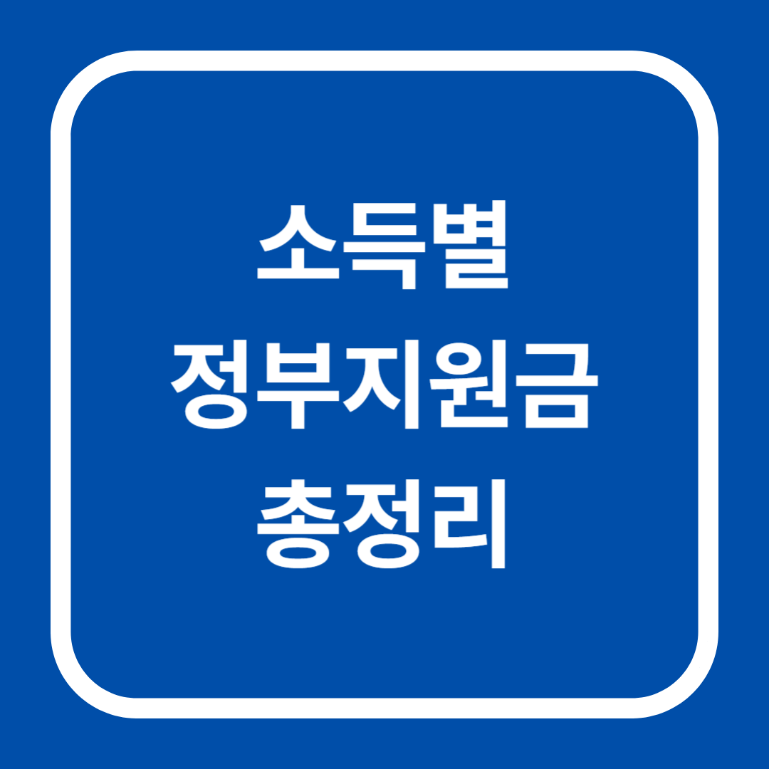 진한 파란 배경에 흰색 라운드 프레임 안에 '소득별 정부지원금 총정리' 문구가 중앙 정렬된 카드형 썸네일.