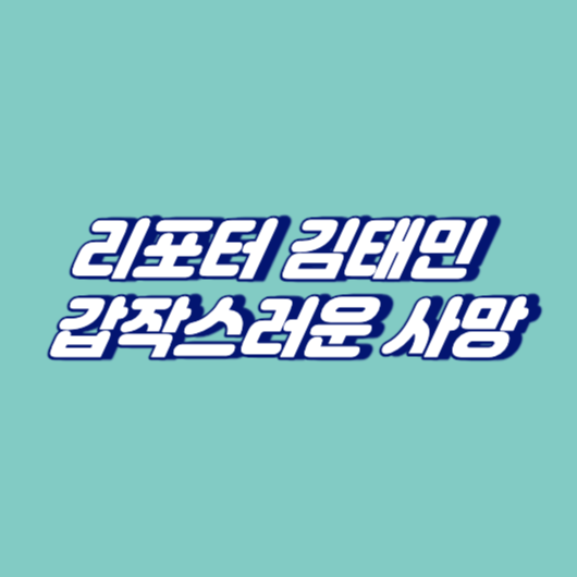 리포터 김태민 갑작스러운 사망