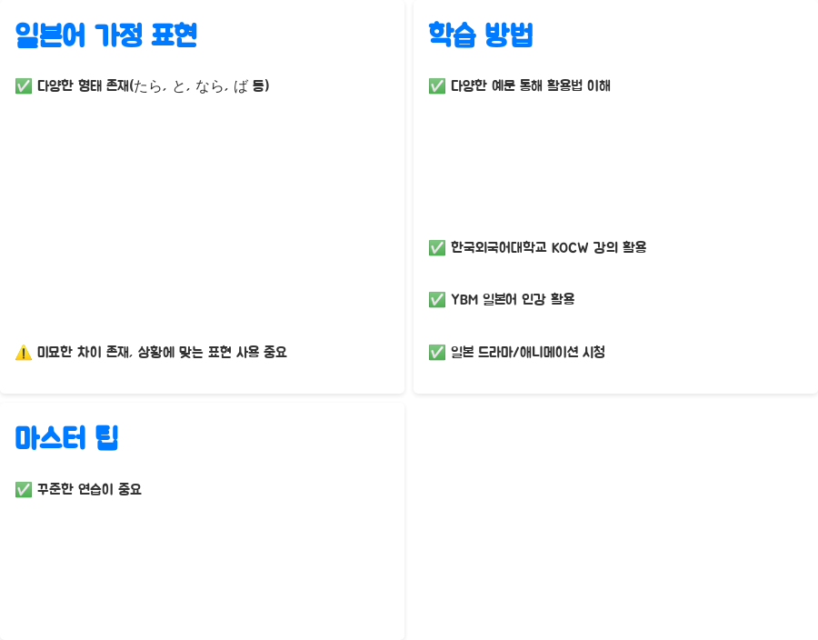 일본어 강의: 가정표현 마스터, 이젠 헷갈리지 않아요! - 일본어 가정 표현, 놓치면 후회할 꿀팁! - 핵심 정리: 일본어 강의: 가정표현 마스터, 이젠 헷갈리지 않아요! - 일본어 가정 표현, 놓치면 후회할 꿀팁! - 핵심 정리: