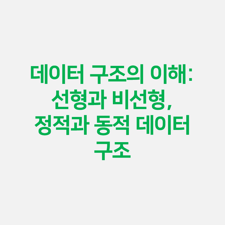 데이터 구조의 이해: 선형과 비선형, 정적과 동적 데이터 구조