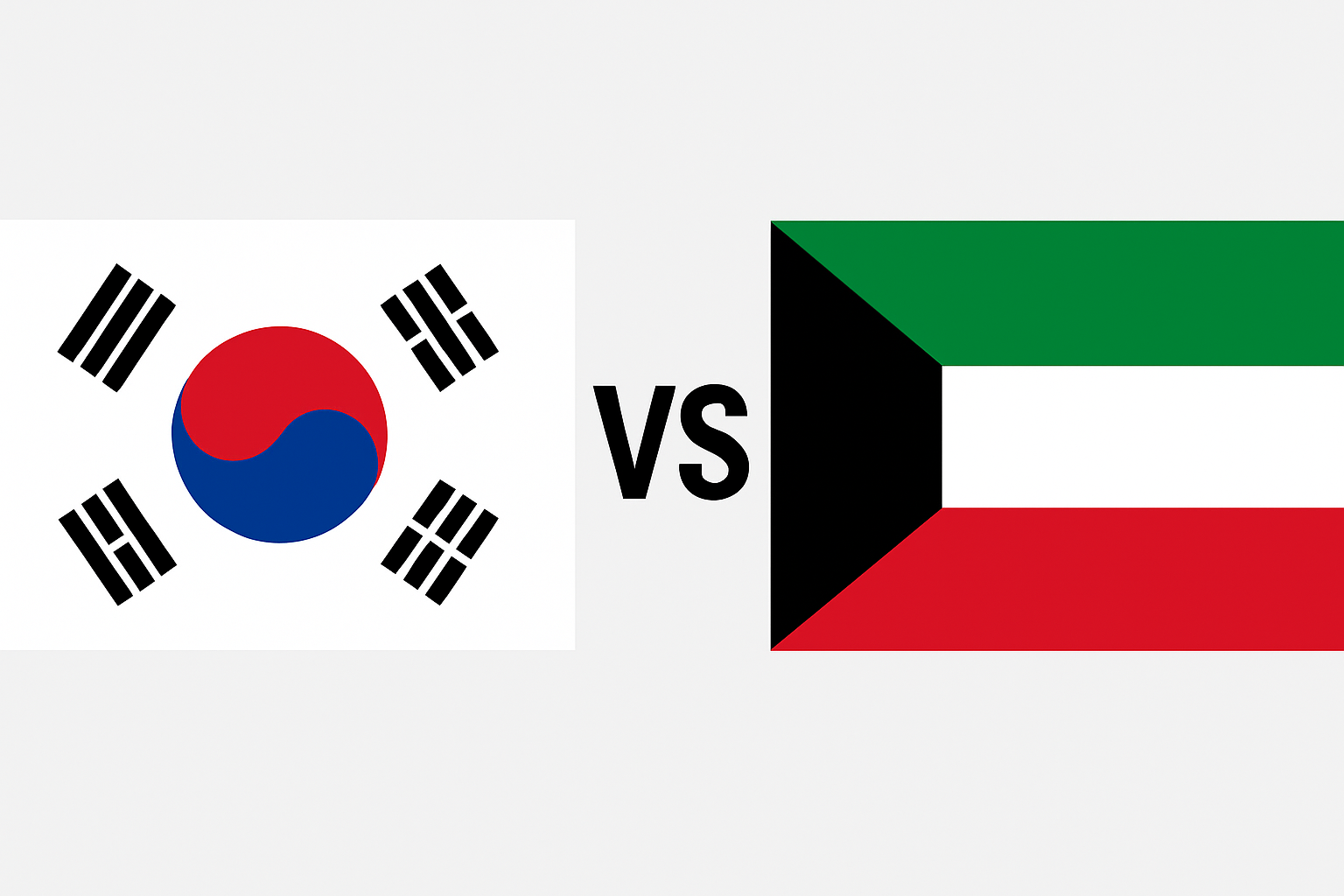 대한민국 VS 쿠웨이트 싱호 국기 이미지