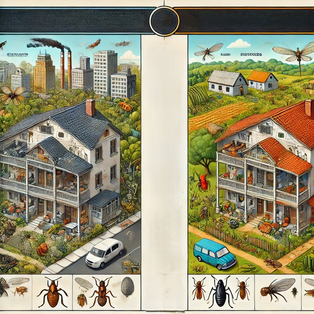 시골과 도심의 사진