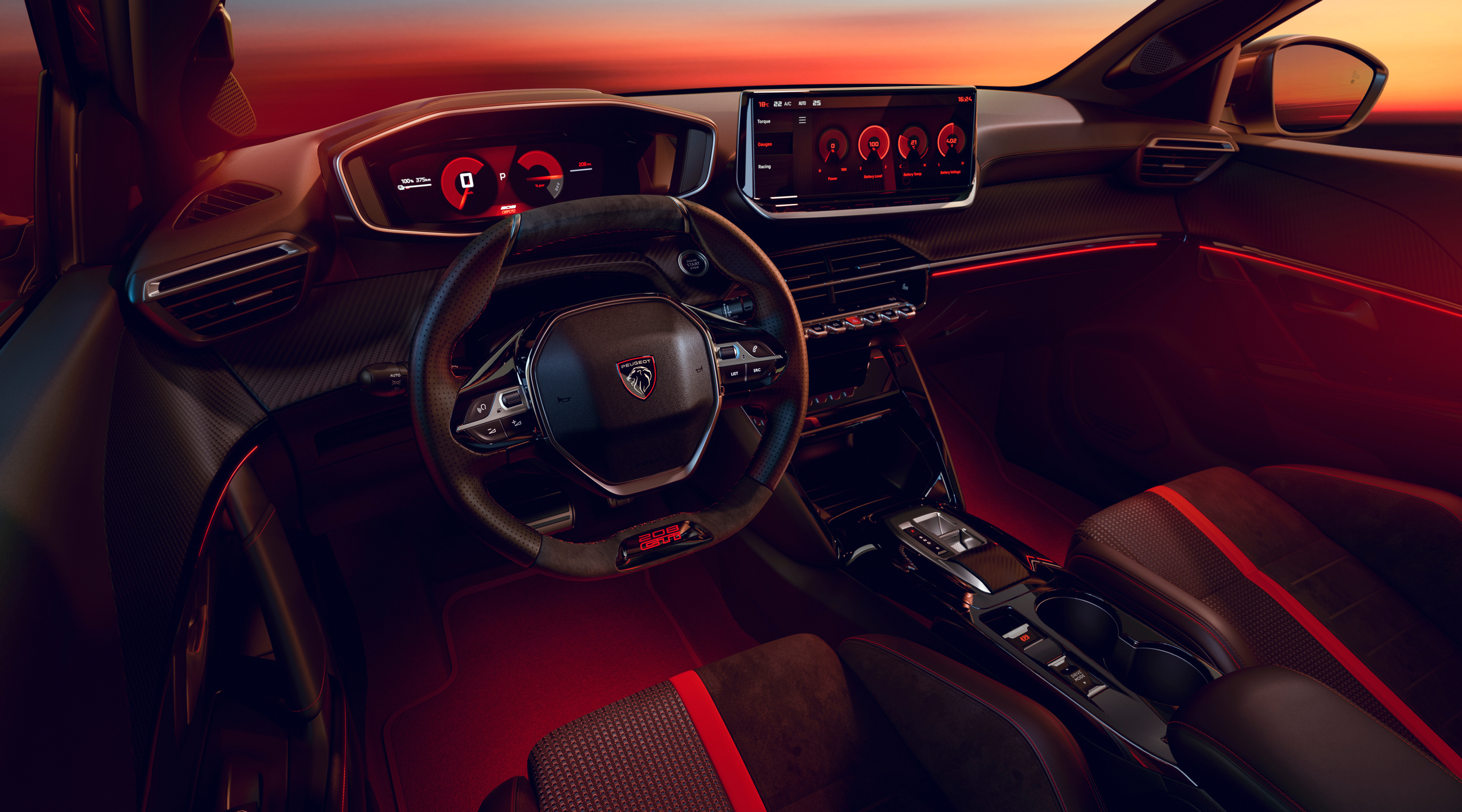 페ugeot e-208 GTi 내장 디자인