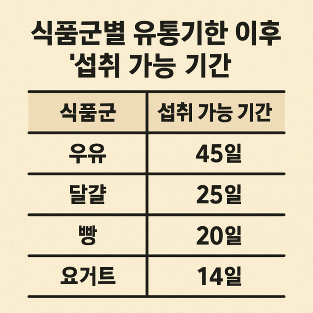 식품 유형별로 &lsquo;유통기한이 지나도 먹을 수 있는 기간&rsquo;은 크게 다르다