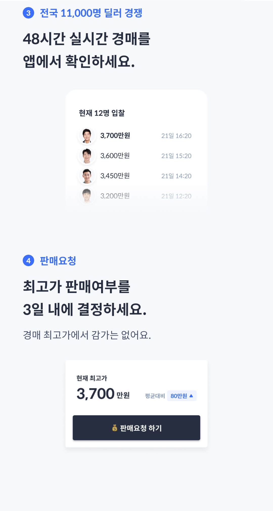실시간-경매-현황-확인,-판매여부-결정-및 탁송-예약과-입금