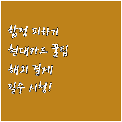 DCC 함정 피하기! 현대카드 해외 ..