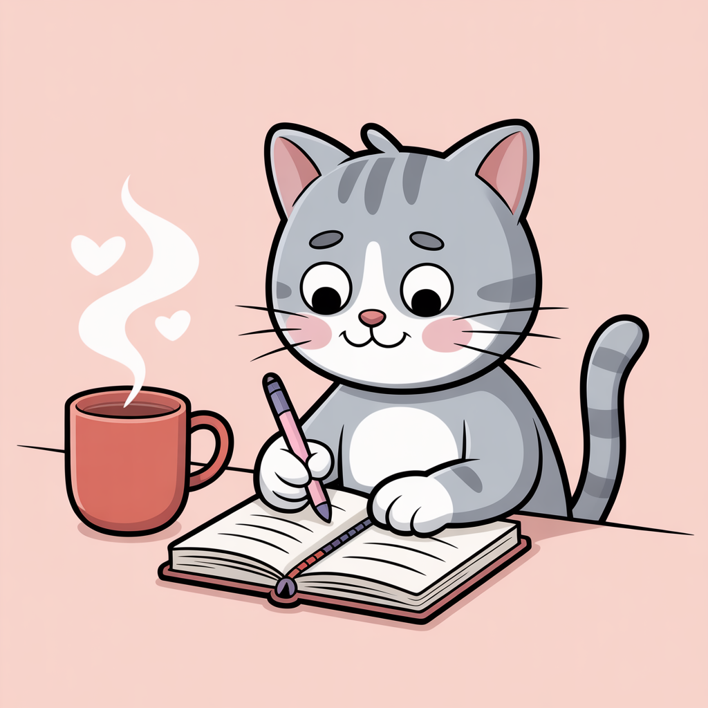 감정을 정리하는 INFP 고양이 캐릭터