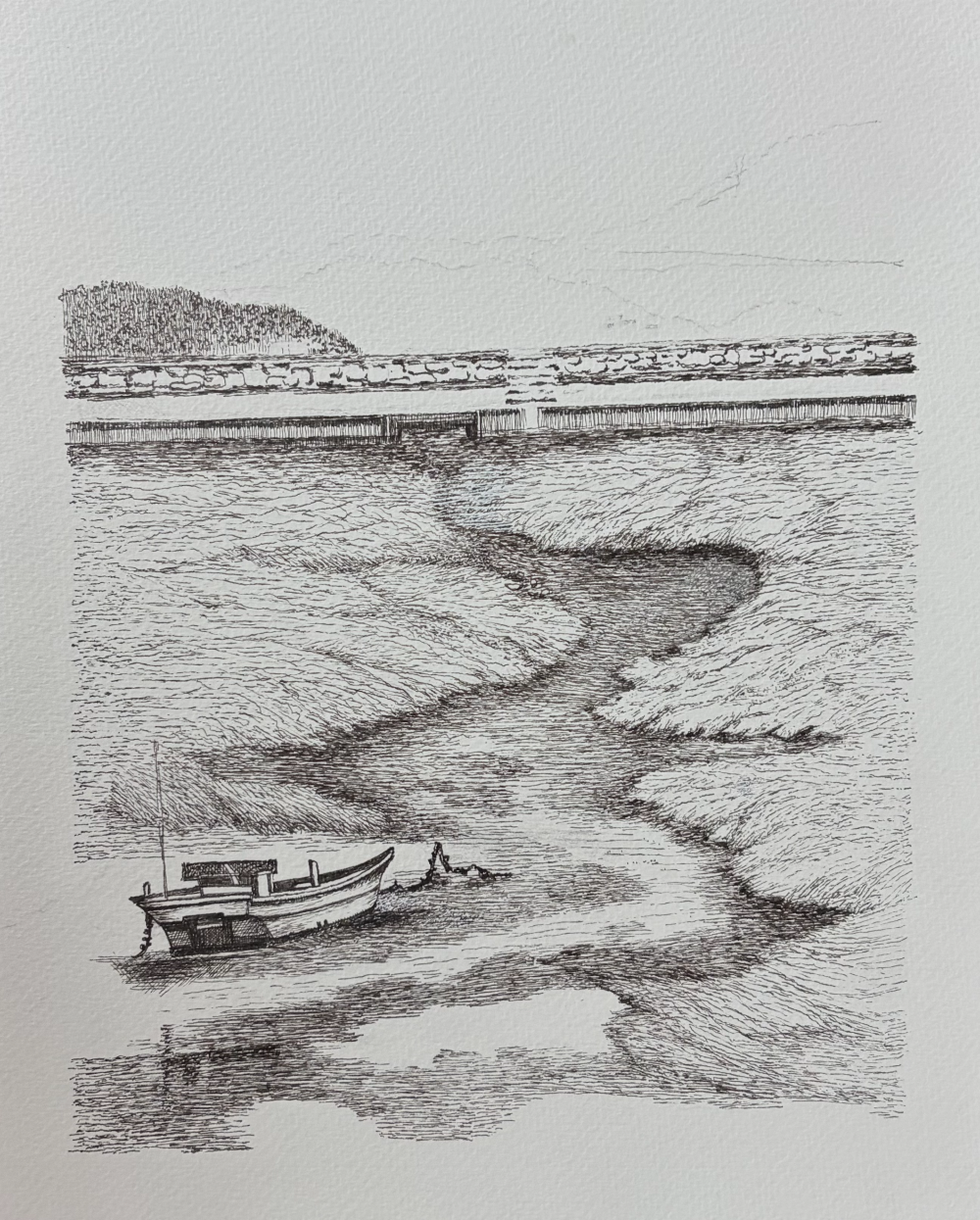 펜 드로잉 풍경 중간 작업 과정