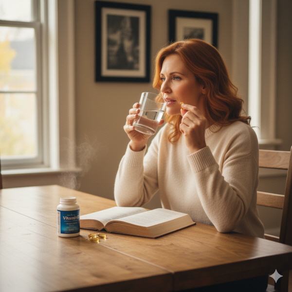 비타민D를 먹고 있는 여성/GEMINI