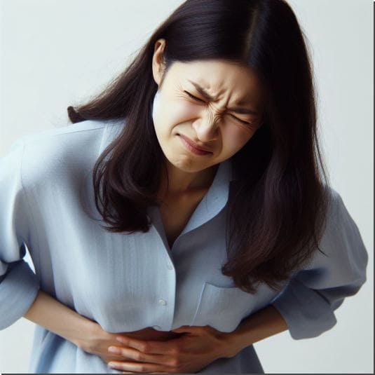 판크레아틴 효능 소화 장애 개선, 복통이 심한 여성 사진