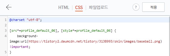 html 편집 &gt; css탭에 추가