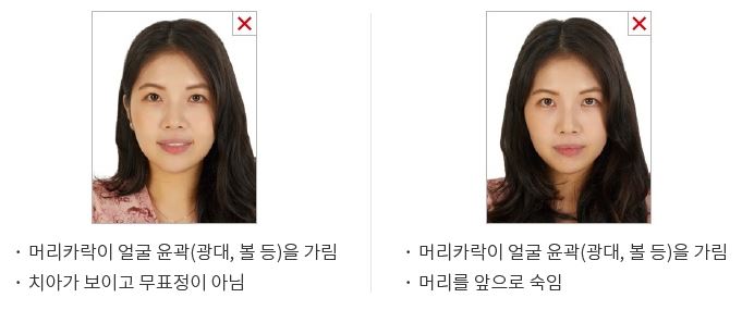 여권사진 표정과 얼굴방향