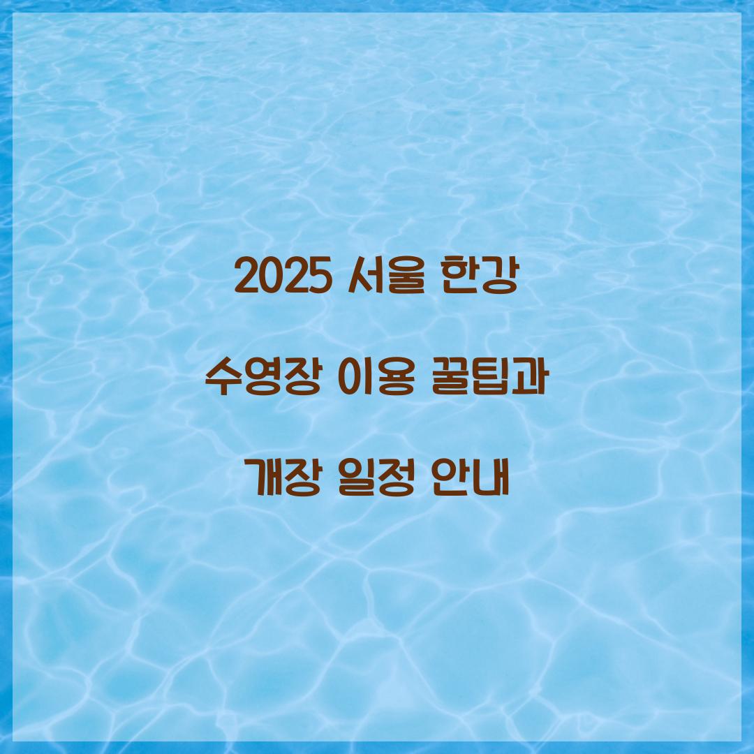 2025 서울 한강 수영장